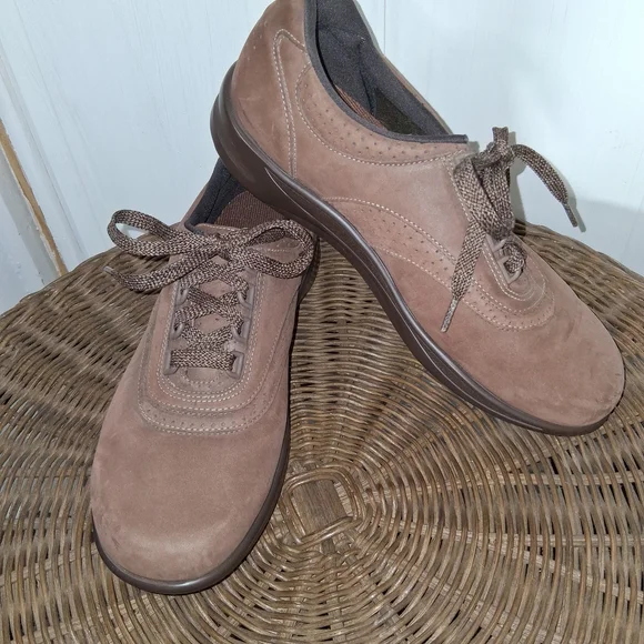 SAS Brown Suede Leather Walking Shoes - Picture 1 of 5